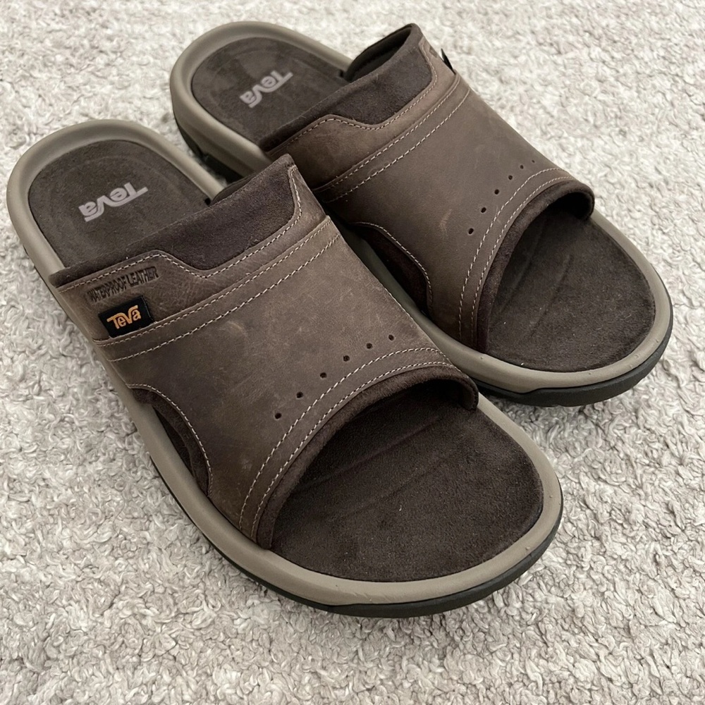 New Teva Langdon waterproof leather Slide Sandals men’s size 12, 13